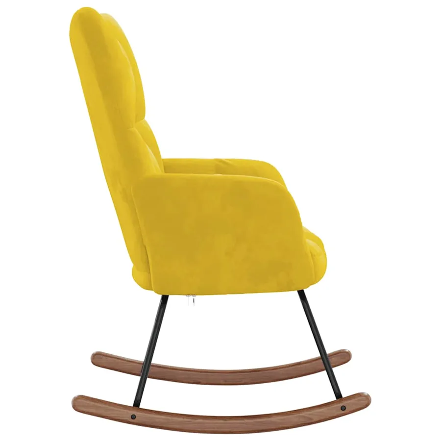 Chaise à bascule Jaune moutarde Velours - 5