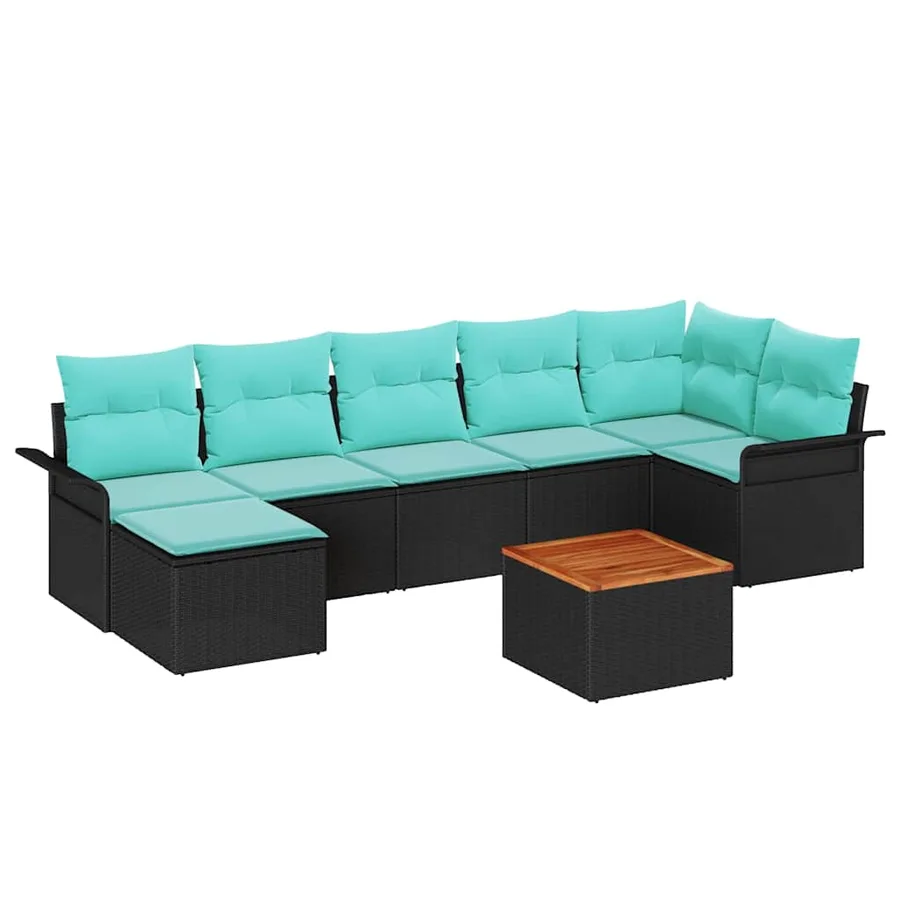 Ensemble de canapé de jardin avec coussin 8 pcs Noir polyrotin - 2