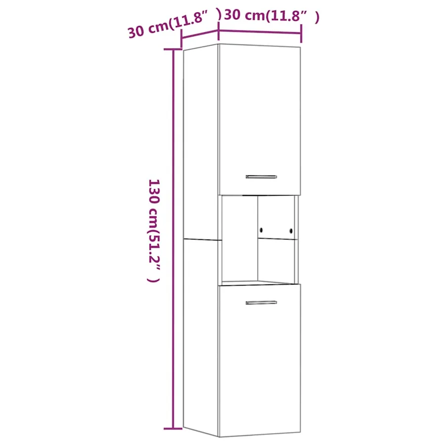 Armoire de bain Chêne marron 30x30x130 cm Bois d'ingénierie - 10
