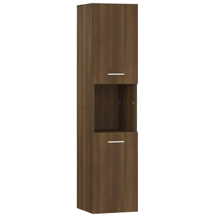 Armoire de bain Chêne marron 30x30x130 cm Bois d'ingénierie - 2