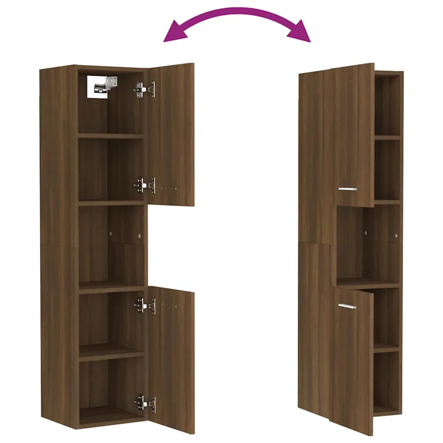 Armoire de bain Chêne marron 30x30x130 cm Bois d'ingénierie - 9