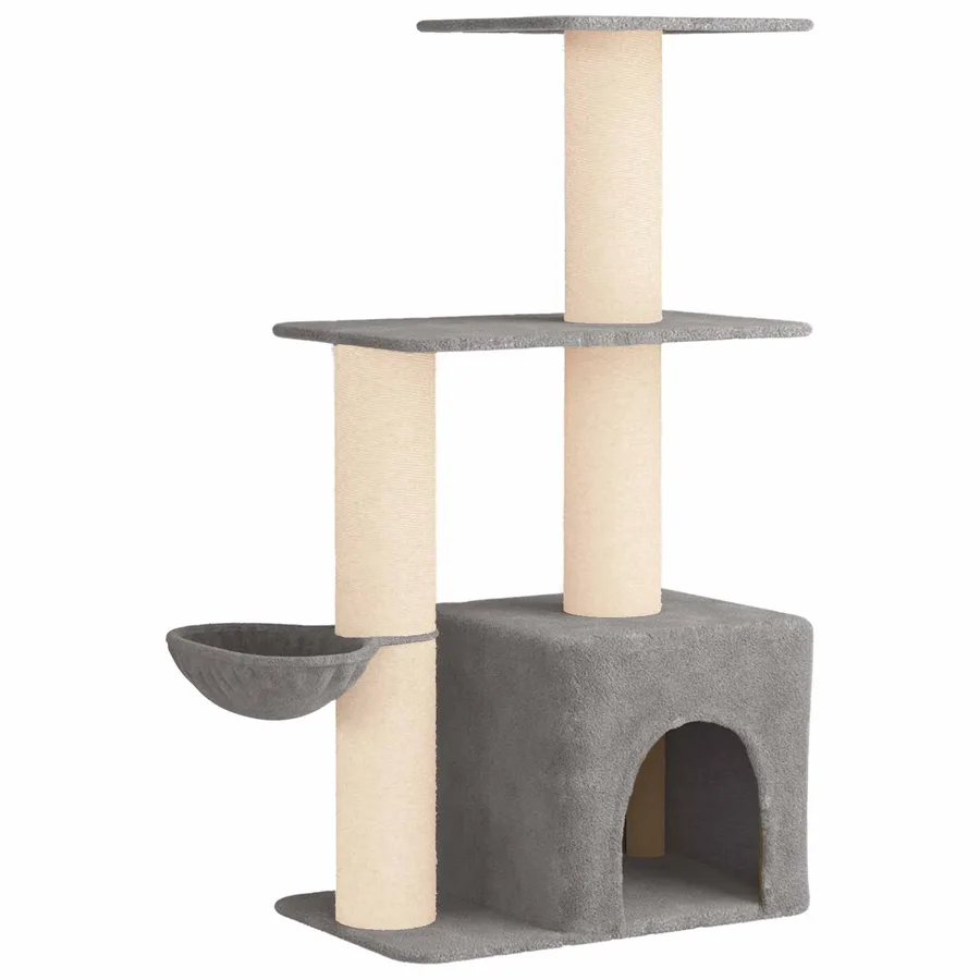 Arbre à chat avec poteaux à griffer en sisal Gris clair 133 cm - 2