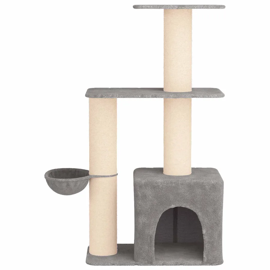 Arbre à chat avec poteaux à griffer en sisal Gris clair 133 cm - 4