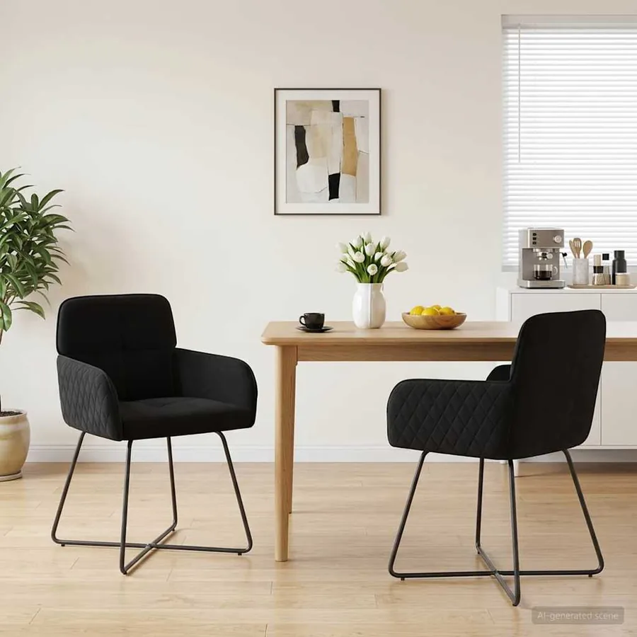 Chaises de salle à manger 2 pcs Velours Noir 59 x 56,5 x 86 cm