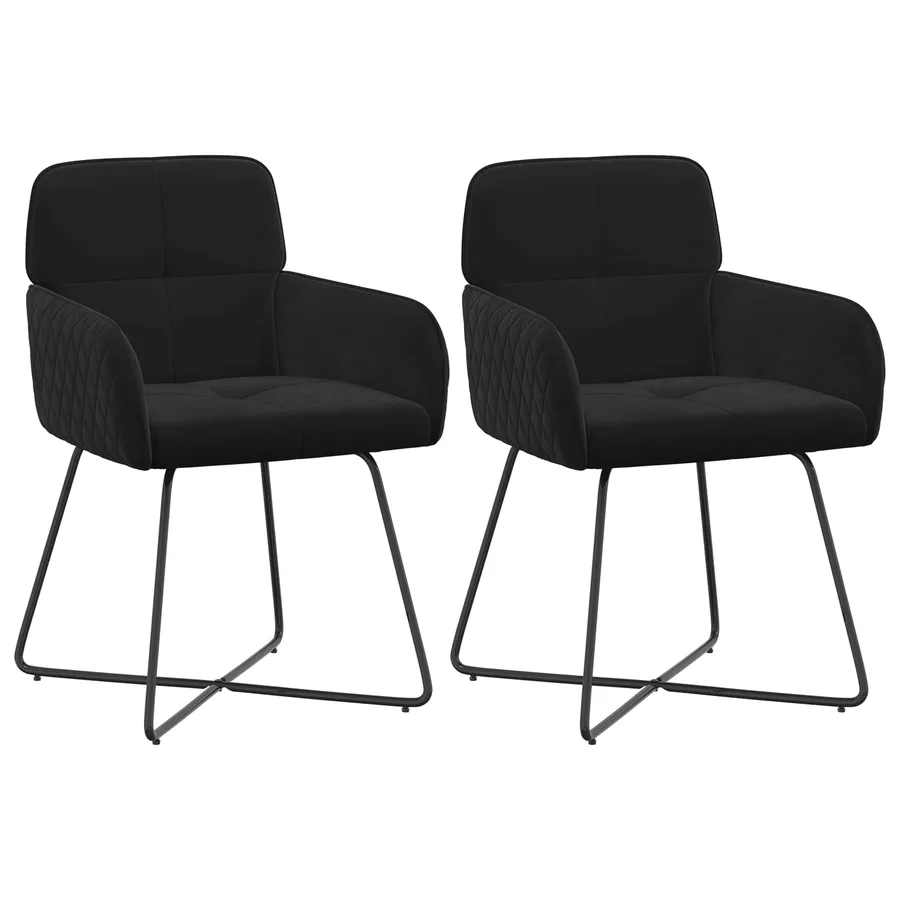 Chaises de salle à manger 2 pcs Velours Noir 59 x 56,5 x 86 cm - 2