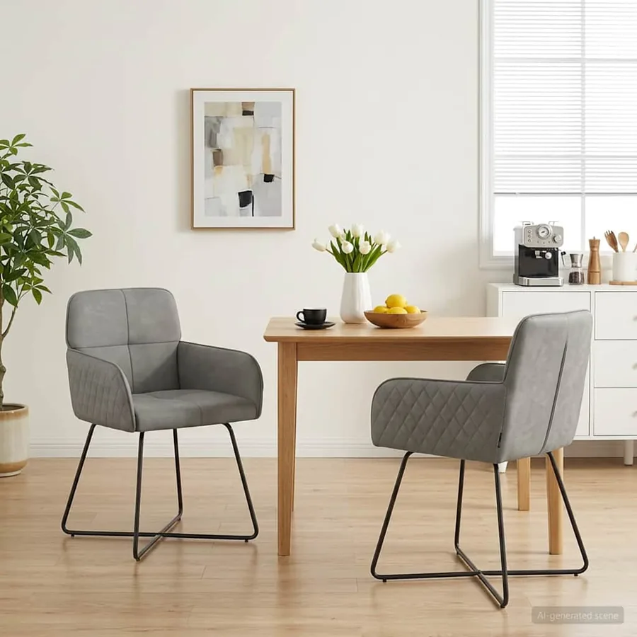 Chaises de salle à manger 2 pcs Velours Gris clair