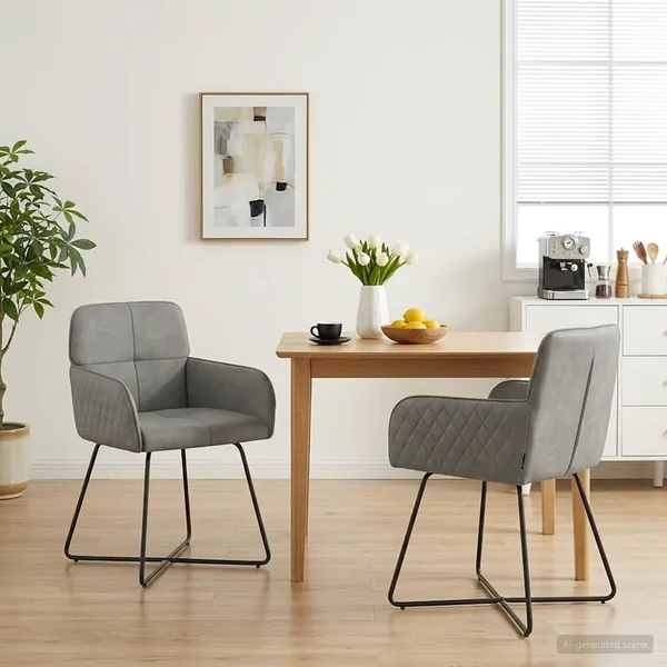 Chaises de salle à manger 2 pcs Velours Gris clair