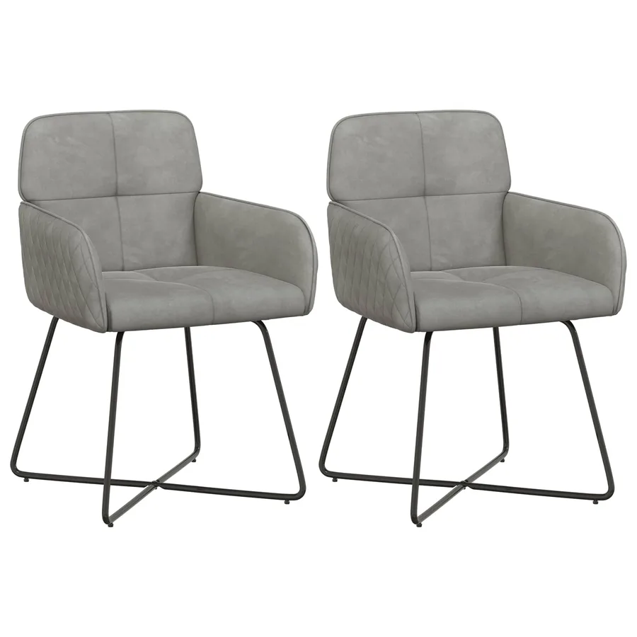 Chaises de salle à manger 2 pcs Velours Gris clair - 2
