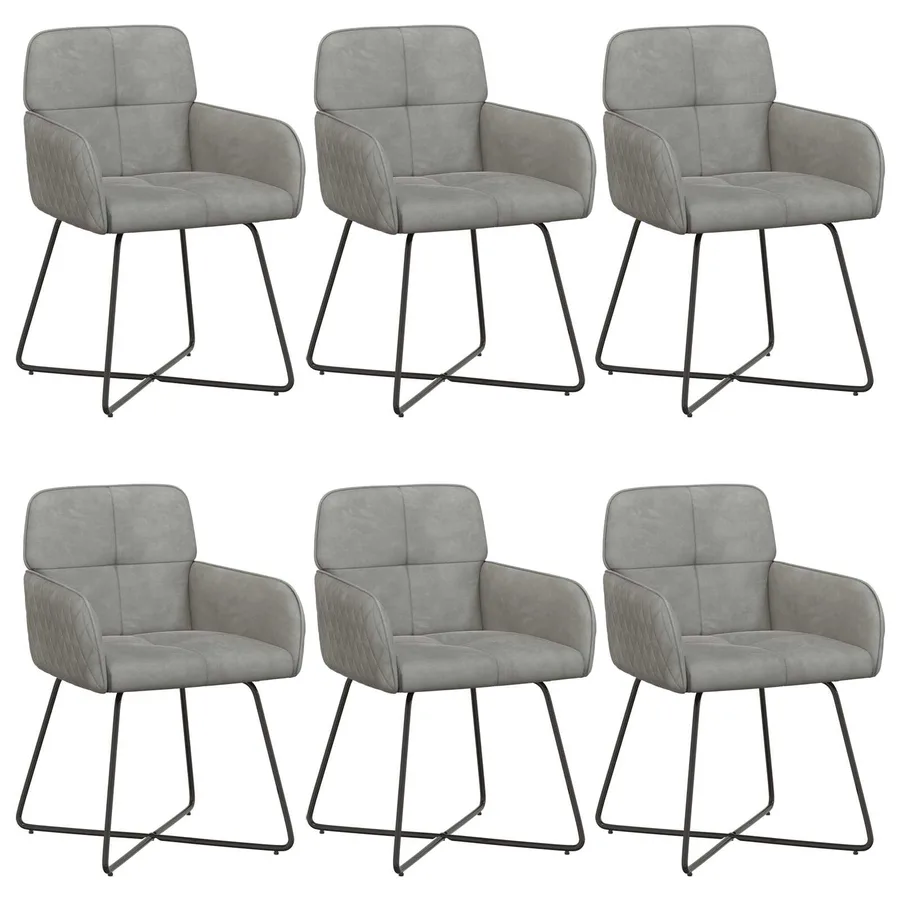 Chaises de salle à manger 6 pcs Velours Gris clair - 2