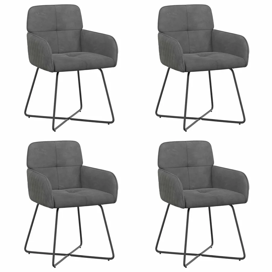 Chaises de salle à manger 4 pcs Velours Gris foncé - 2