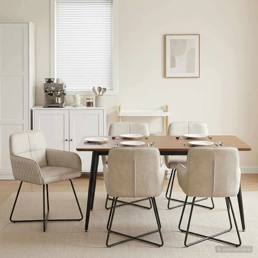 Chaises de salle à manger 6 pcs Velours Crème 59 x 56,5 x 86 cm