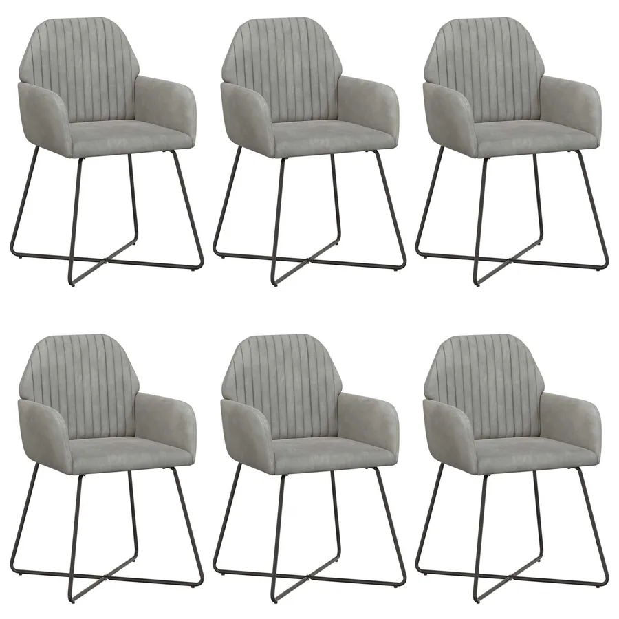 Chaises de salle à manger 6 pcs Velours Gris clair