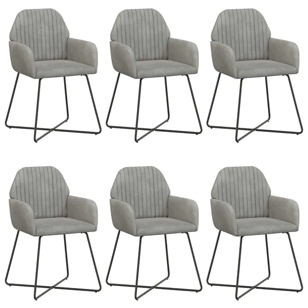 Chaises de salle à manger 6 pcs Velours Gris clair