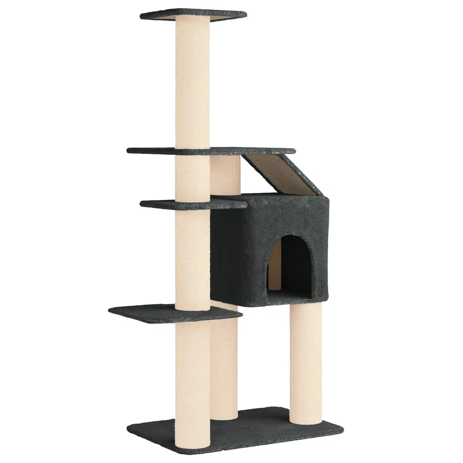 Arbre à chat avec poteaux à griffer en sisal Gris foncé 183 cm - 2