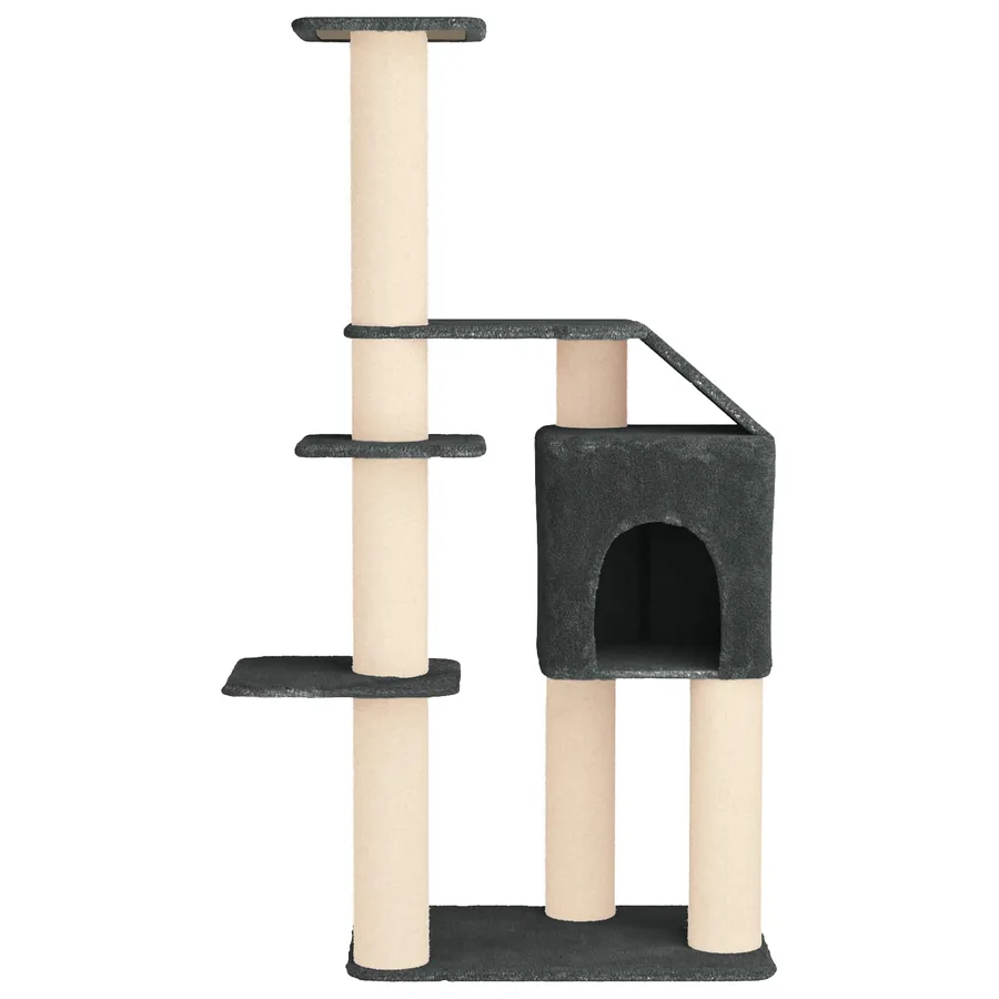 Arbre à chat avec poteaux à griffer en sisal Gris foncé 183 cm - 4