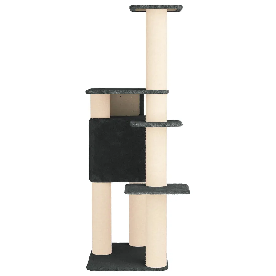 Arbre à chat avec poteaux à griffer en sisal Gris foncé 183 cm - 5