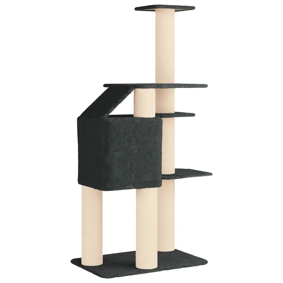 Arbre à chat avec poteaux à griffer en sisal Gris foncé 183 cm - 6