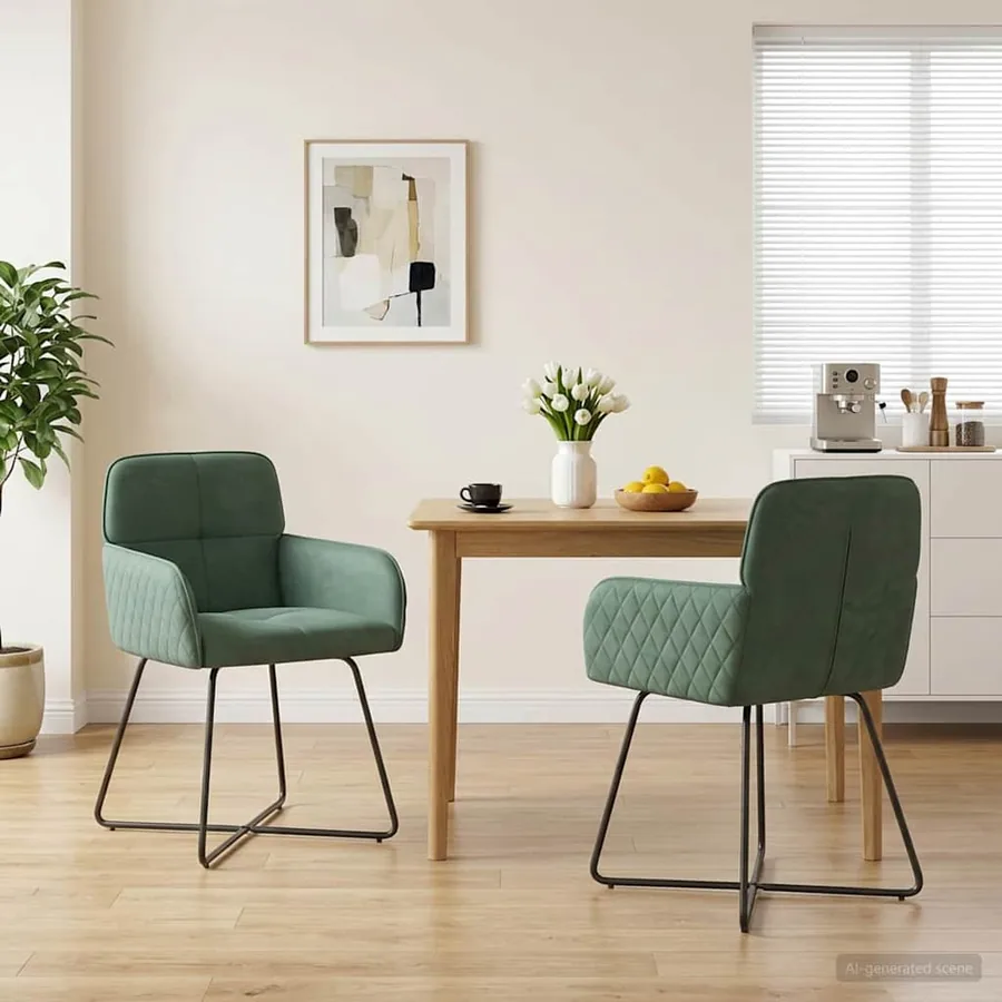 Chaises de salle à manger 2 pcs Velours Vert Mer