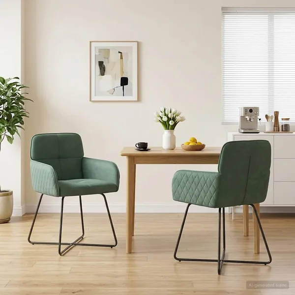 Chaises de salle à manger 2 pcs Velours Vert Mer