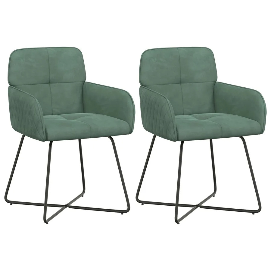 Chaises de salle à manger 2 pcs Velours Vert Mer - 2