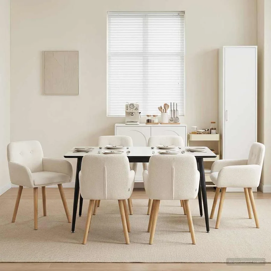 Chaises de salle à manger 6 pcs Bouclé Crème 59 x 57 x 85 cm