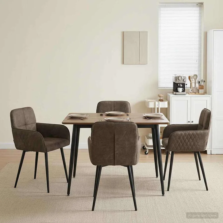 Chaises de salle à manger 4 pcs Simili daim Gris foncé