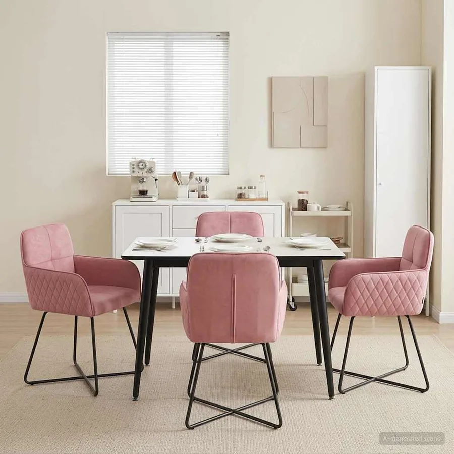 Chaises de salle à manger 4 pcs Velours Rose 59 x 56,5 x 86 cm