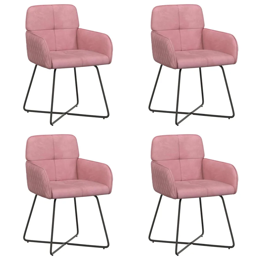 Chaises de salle à manger 4 pcs Velours Rose 59 x 56,5 x 86 cm - 2