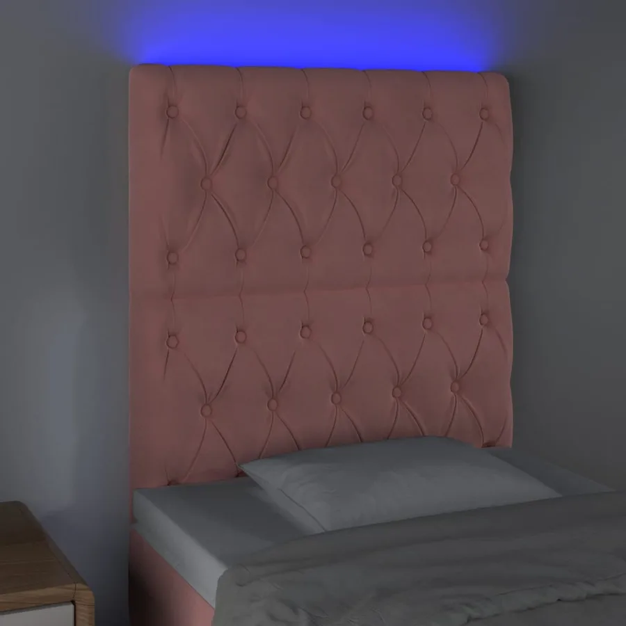Tête de lit à LED Rose 80x7x118/128 cm Velours - 3