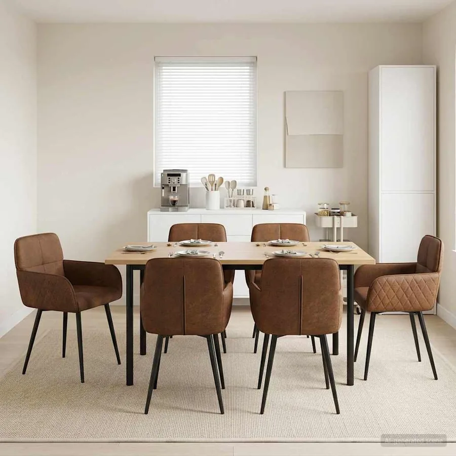 Chaises de salle à manger 6 pcs Simili daim Marron