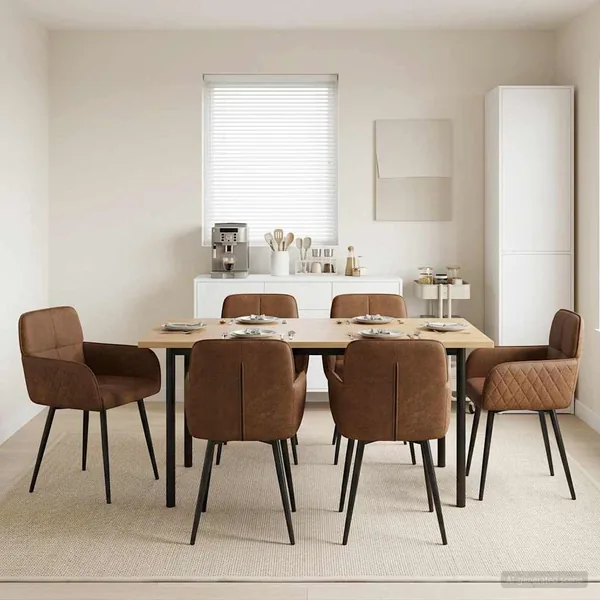 Chaises de salle à manger 6 pcs Simili daim Marron