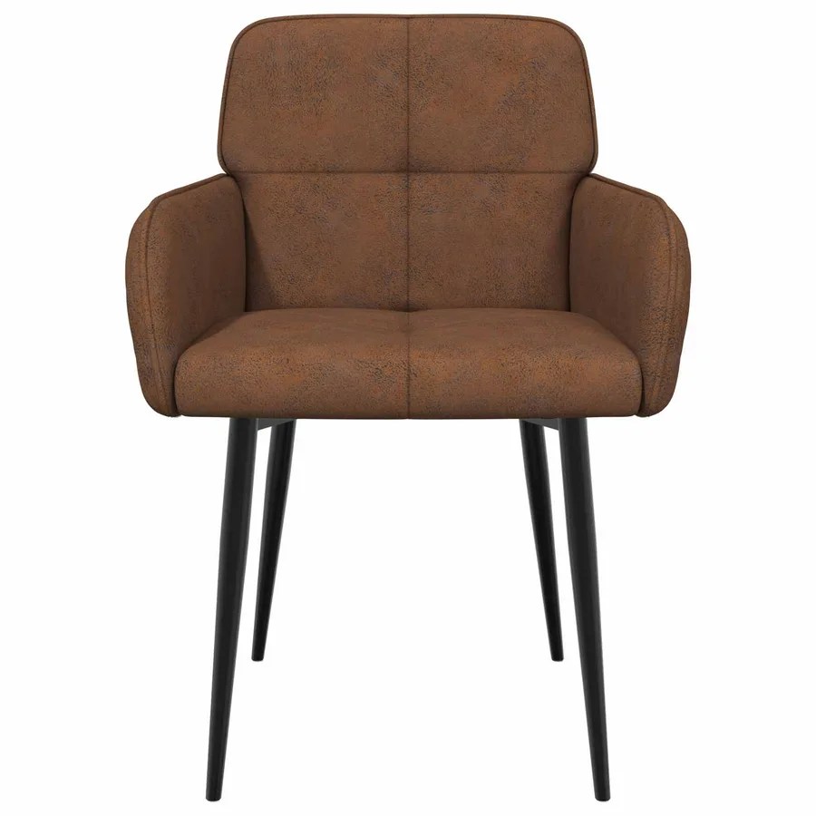 Chaises de salle à manger 6 pcs Simili daim Marron - 3