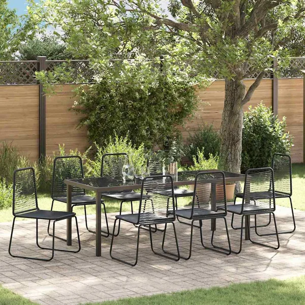 Ensemble de salle à manger pour jardin 9 pcs Noir