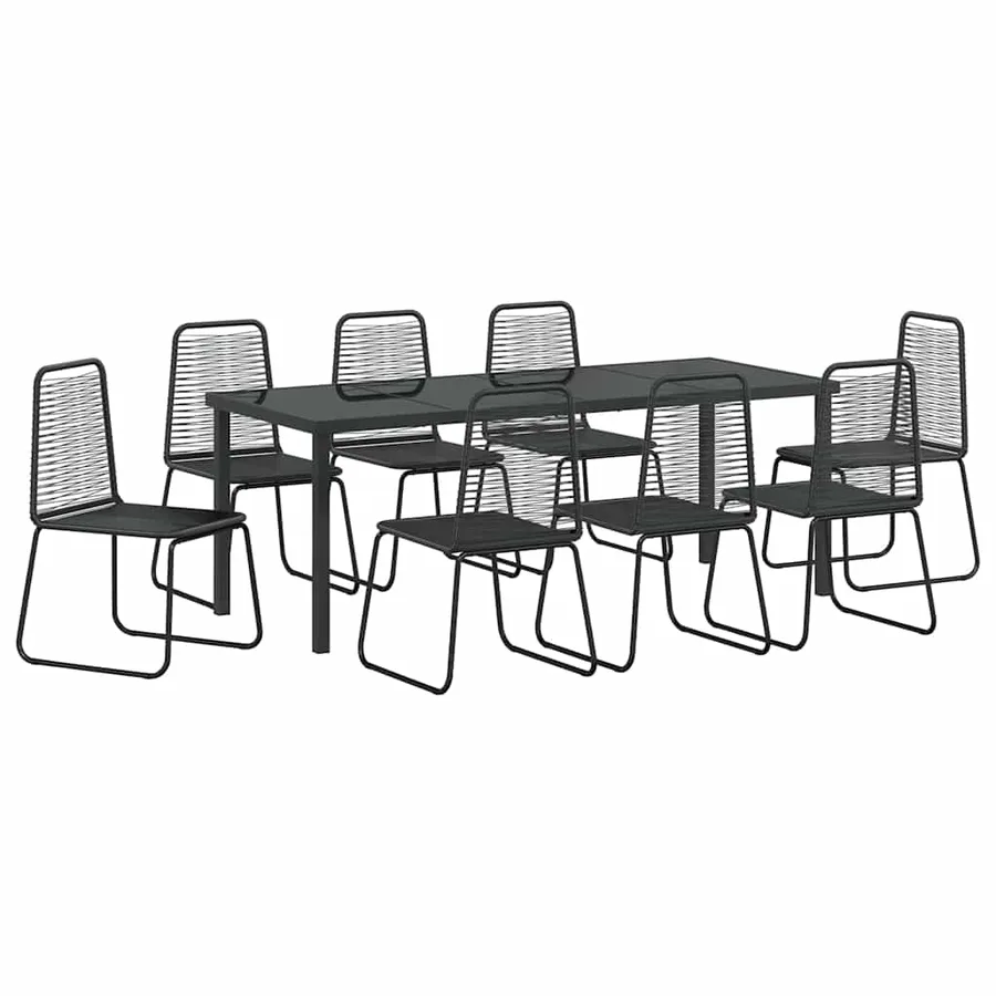 Ensemble de salle à manger pour jardin 9 pcs Noir - 2