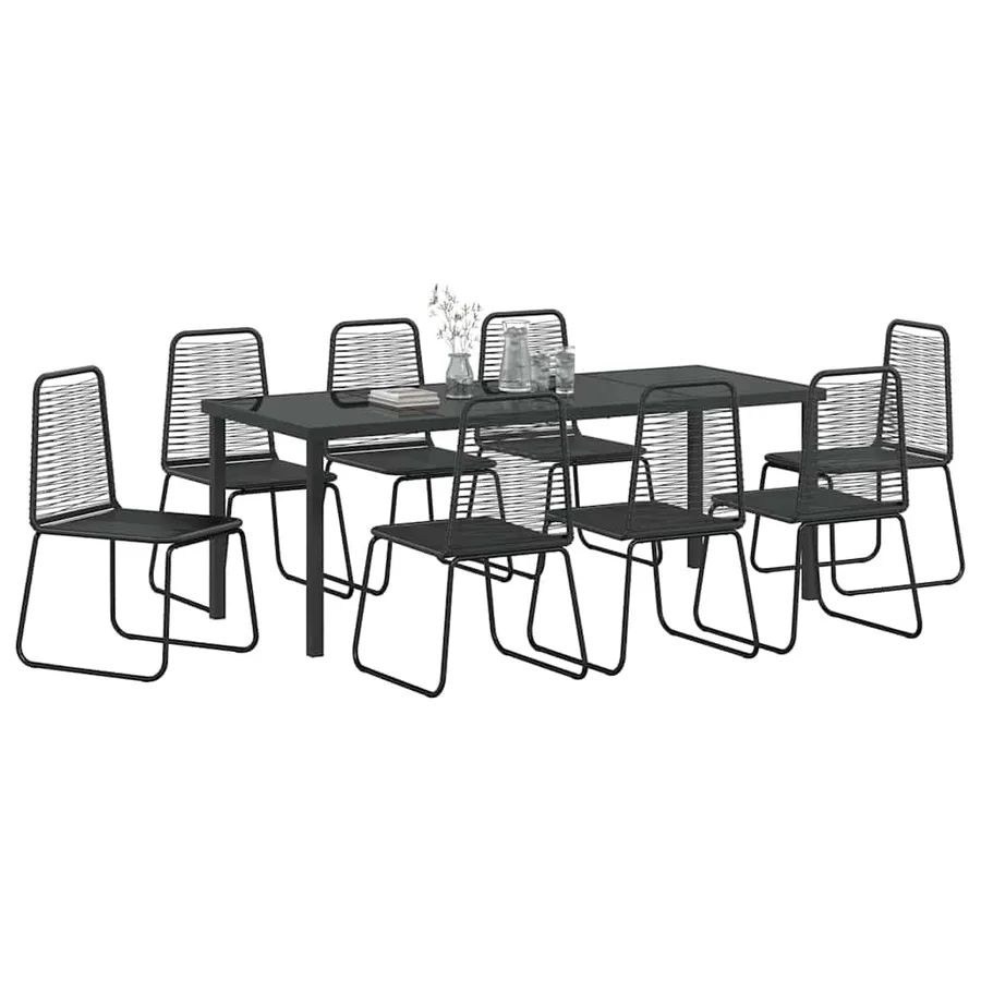 Ensemble de salle à manger pour jardin 9 pcs Noir - 3
