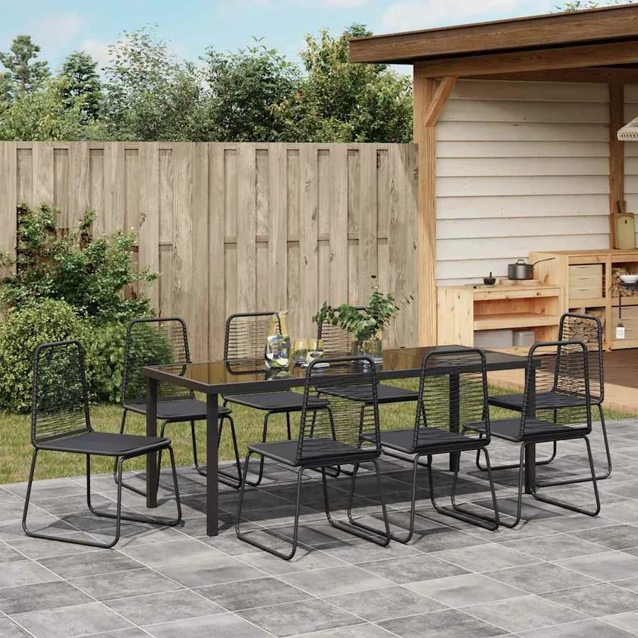 Ensemble de salle à manger pour jardin 9 pcs Noir - 4