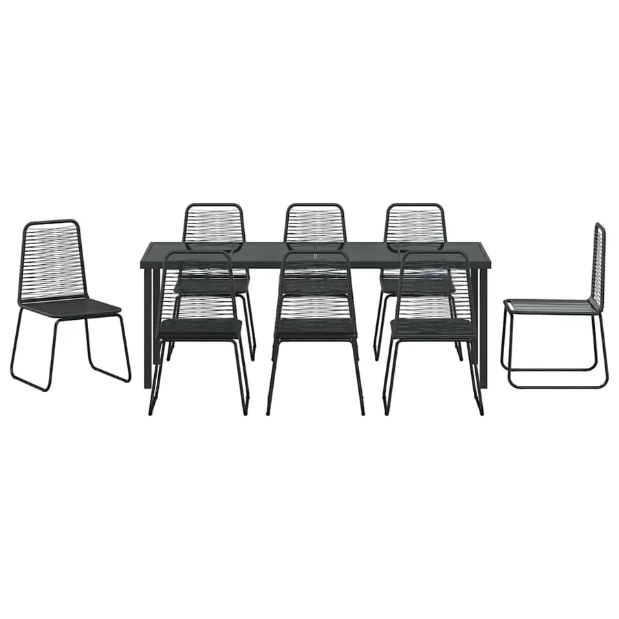 Ensemble de salle à manger pour jardin 9 pcs Noir - 7