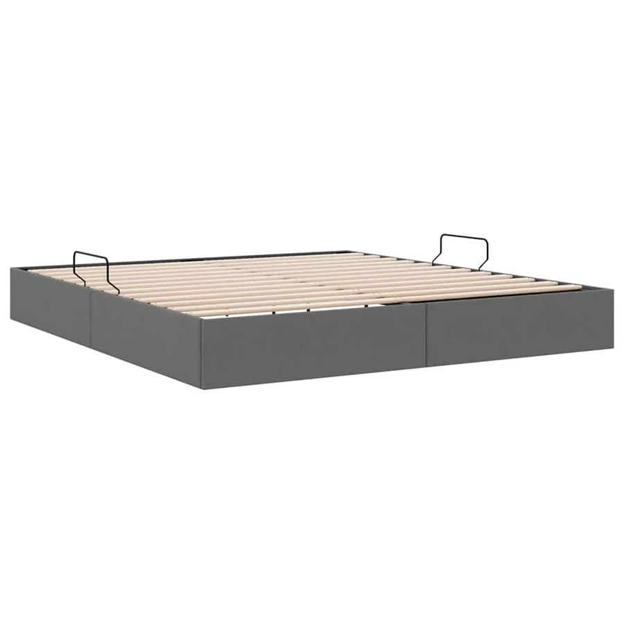 Lit de Rangement avec stockage Gris foncé 193 x 203 cm Tissu - 9