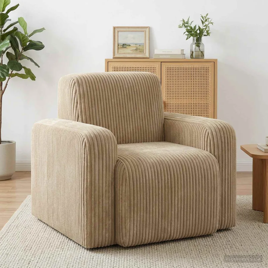 Fauteuil Taupe velours côtelé