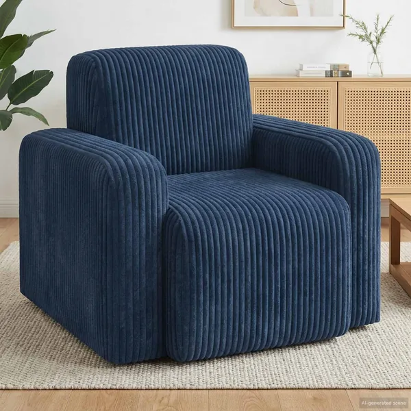 Fauteuil Bleu marine velours côtelé