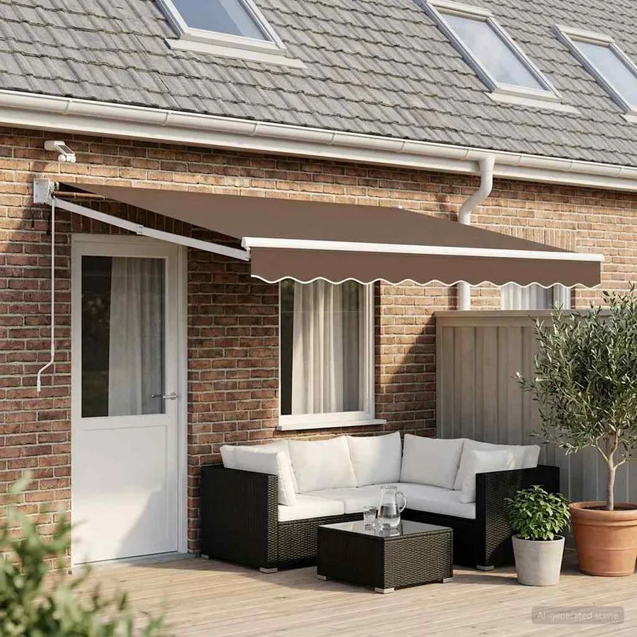 Auvent rétractable électrique Taupe 100% Polyester et Aluminium - 3