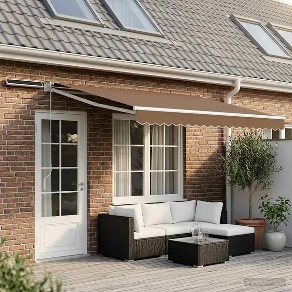 Auvent rétractable électrique Taupe 100% Polyester et Aluminium