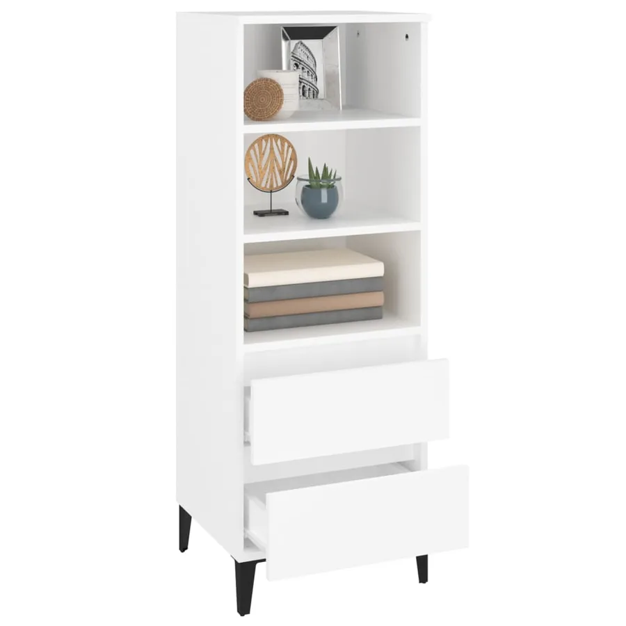 Buffet haut Blanc 40x36x110 cm Bois d'ingénierie - 7