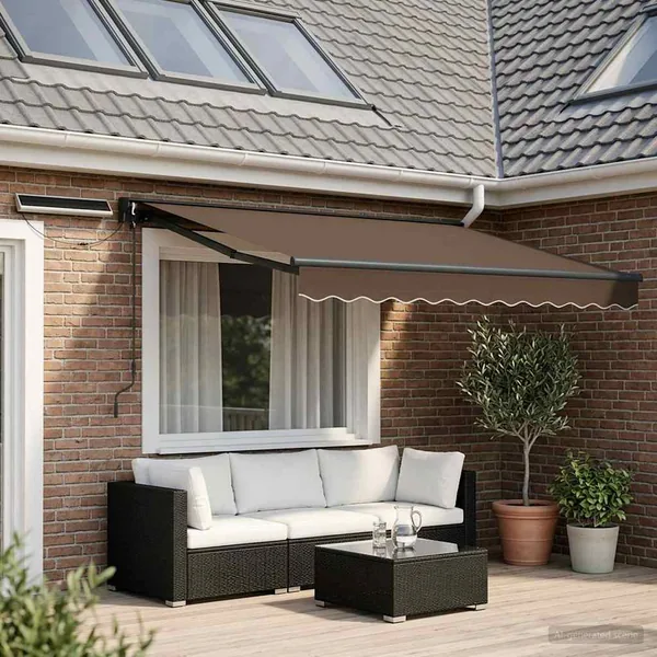 Auvent rétractable électrique Taupe 3,5 x 2 m