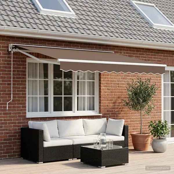 Auvent rétractable Taupe 3,5 x 2 m Polyester et Aluminium