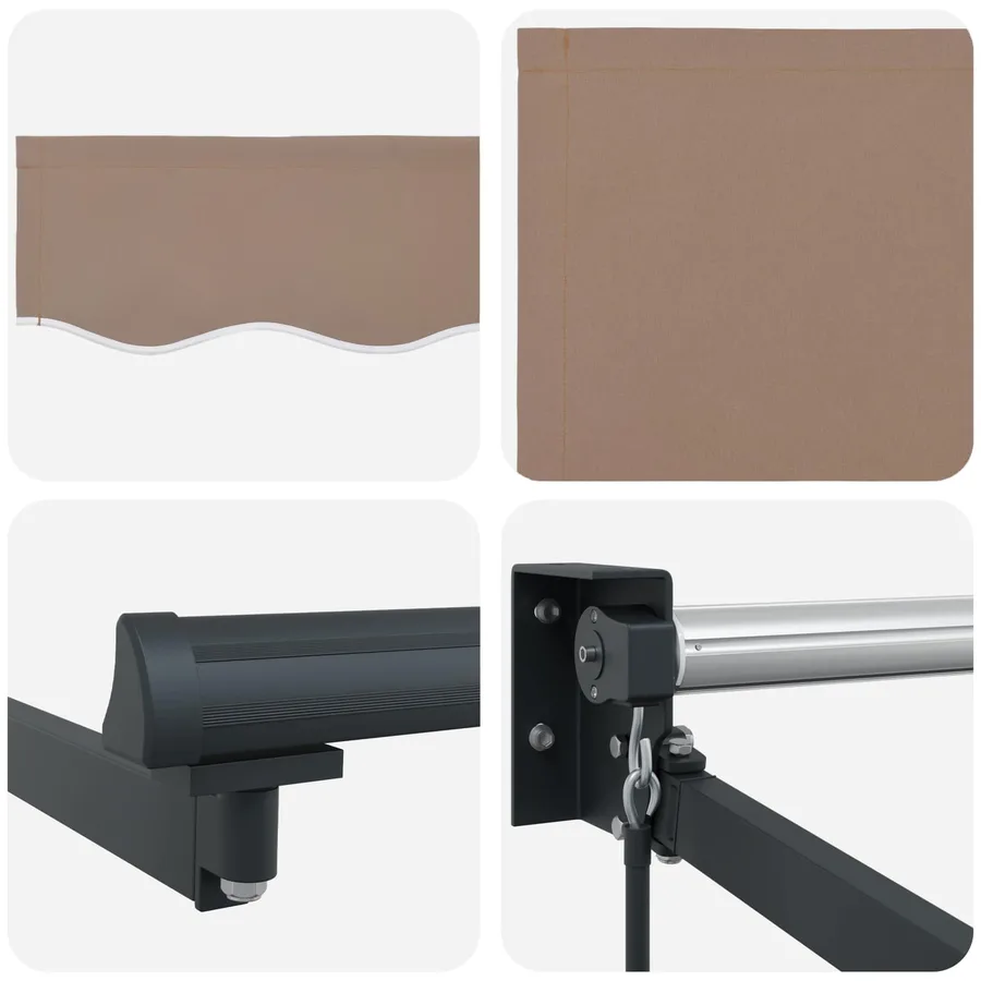 Auvent rétractable Taupe 3,5 x 2 m 100% Polyester et Aluminium - 4