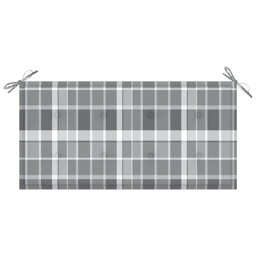 Banc de jardin avec coussin à carreaux gris 112 cm Teck massif - 6