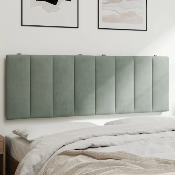 Coussin de tête de lit Hanko gris clair 137 cm velours