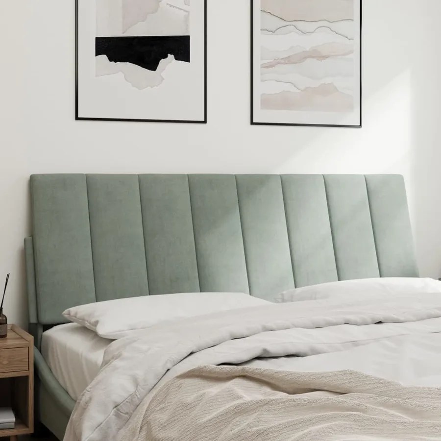 Coussin de tête de lit Hanko gris clair 137 cm velours - 3