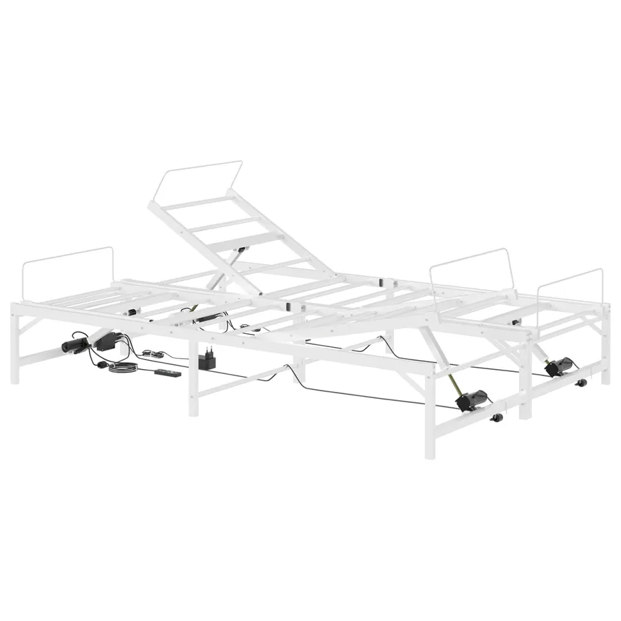 Cadre de Lit Électrique Réglable Blanc 140 x 190 cm Acier - 2